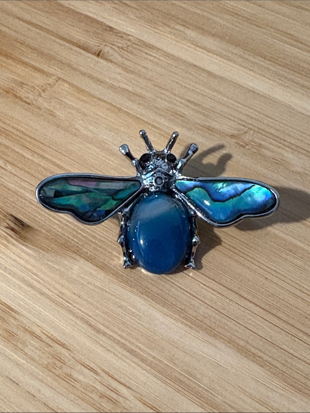 Sodalite & Abalone Bee Accent Pin Brooch Fashion - Picture 2 of 8